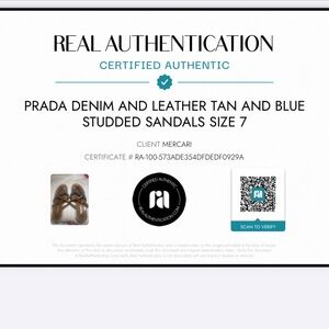 Prada Denim and Leather Tan and Blue Studded Sandals size 7